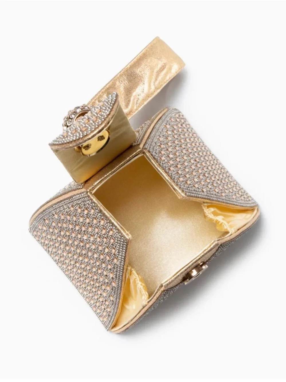 Crystal Embellished Gold Evening Bag